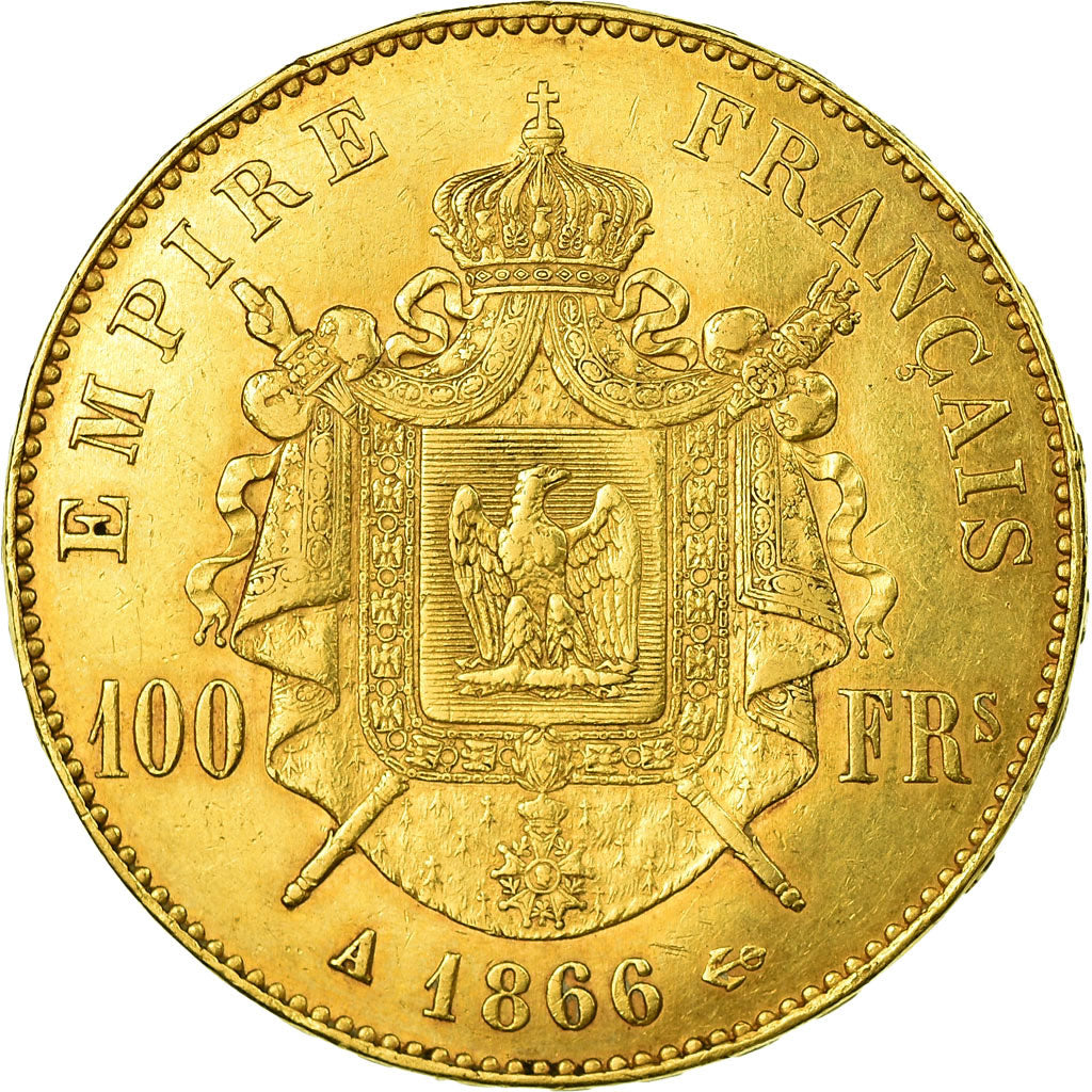 Moneda, Francia, Napoleon III, 100 Francs, 1866, Paris, MBC, Oro, KM:802.1