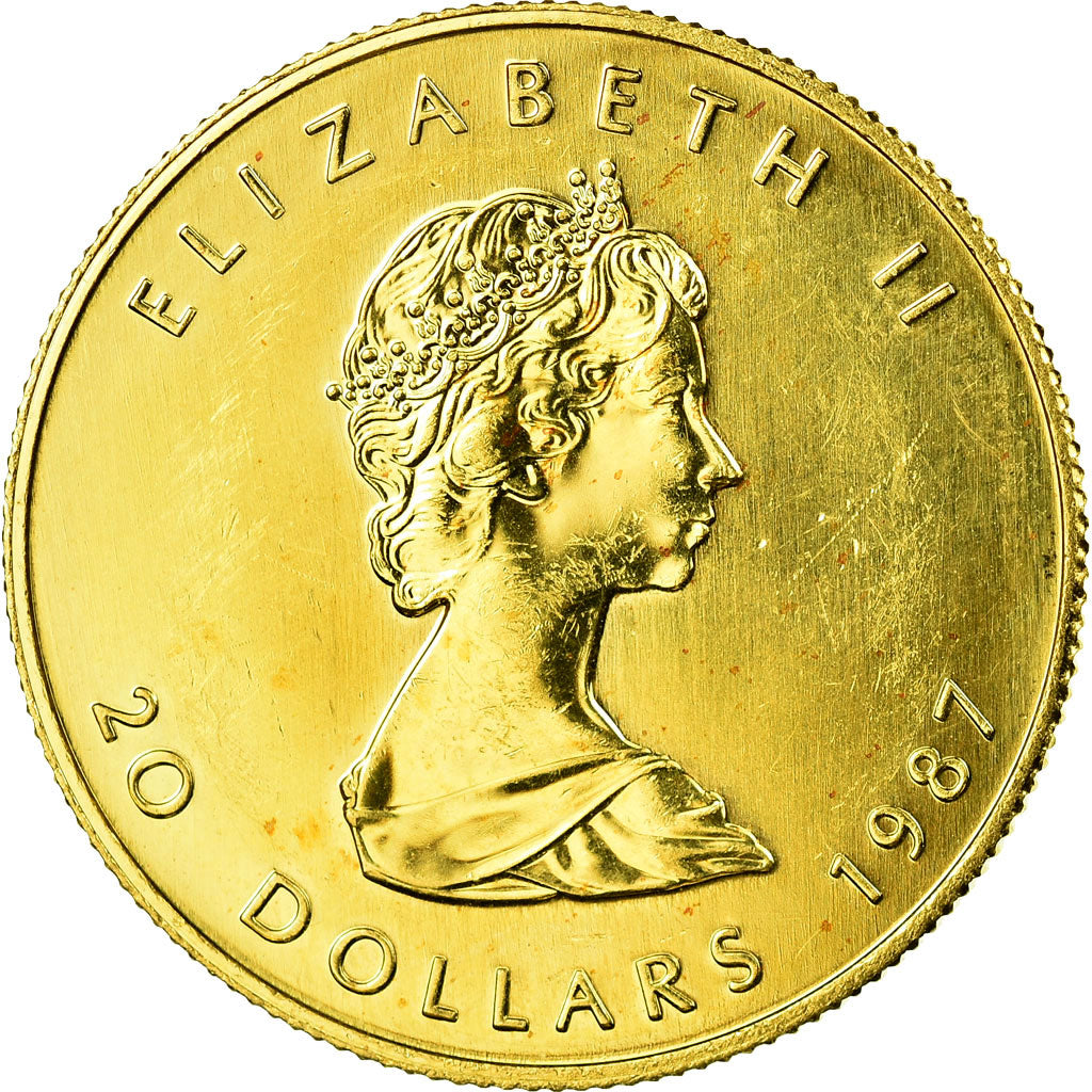 Coin, Canada, Elizabeth II, Maple Leaf, 20 Dollars, 1987, Royal Canadian Mint