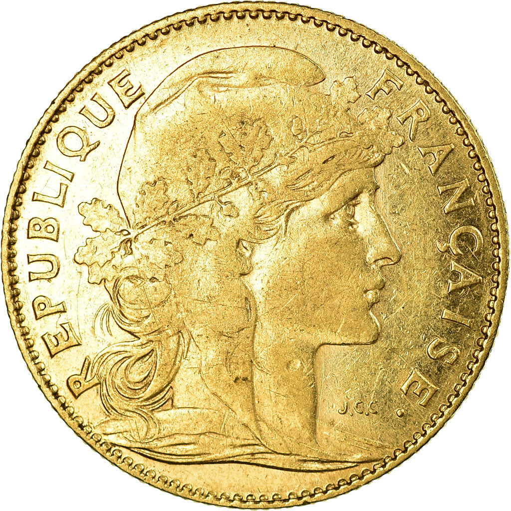 Moneda, Francia, Marianne, 10 Francs, 1901, Paris, MBC, Oro, KM:846