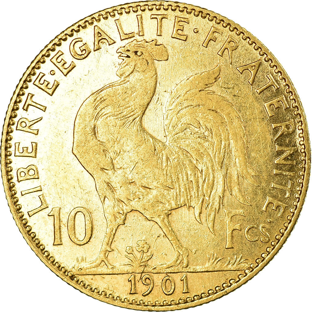 Moneda, Francia, Marianne, 10 Francs, 1901, Paris, MBC, Oro, KM:846