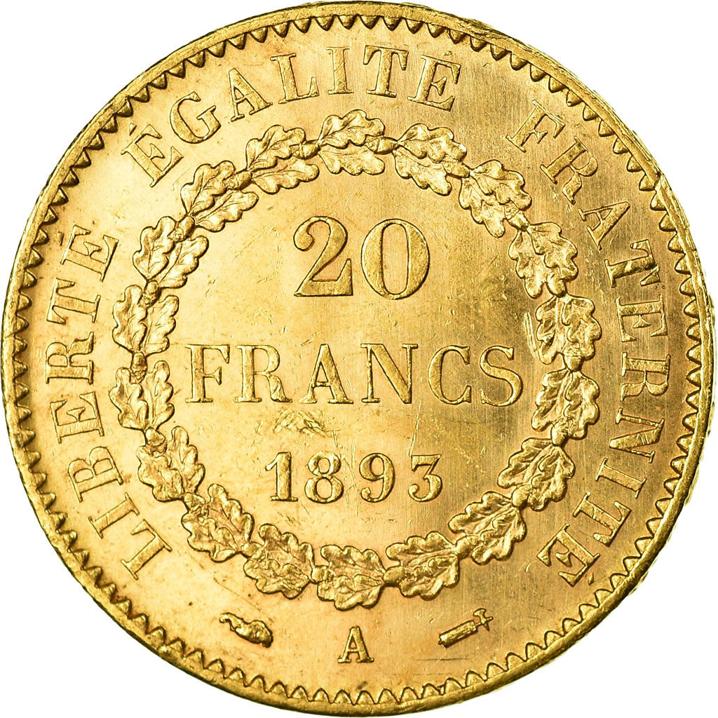 Monnaie, France, Génie, 20 Francs, 1893, Paris, SPL, Or, Gadoury:1063, KM:825