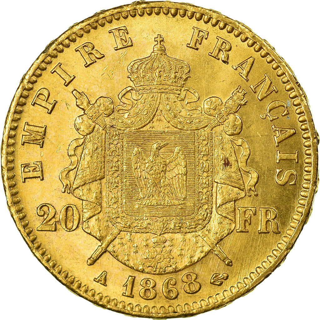 Monnaie, France, Napoleon III, 20 Francs, 1868, Paris, Variété, SUP+, Or