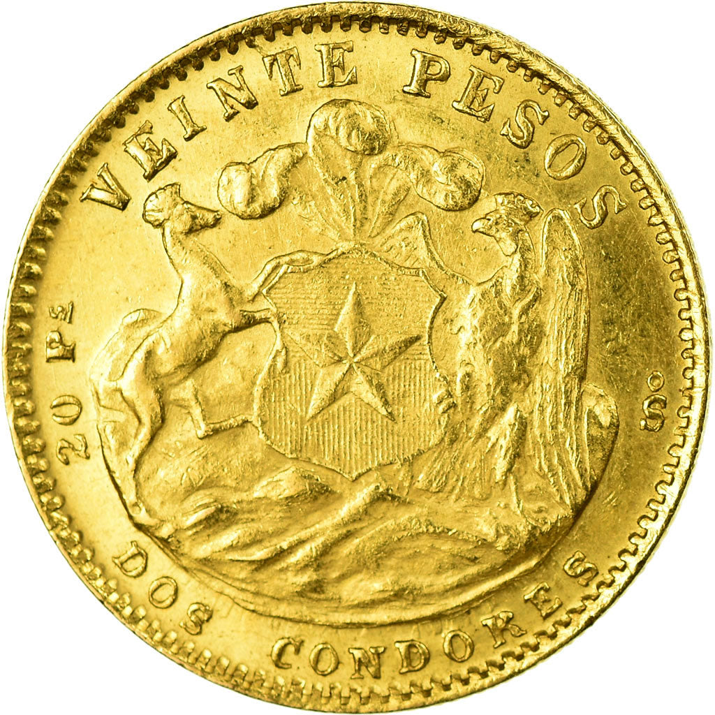 Coin, Chile, 20 Pesos, 1926, AU(50-53), Gold, KM:168