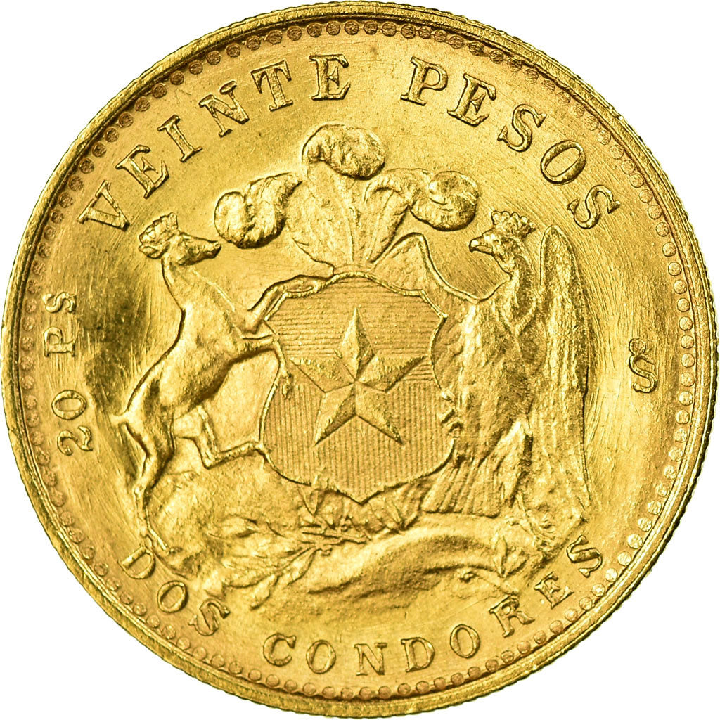 Moneda, Chile, 20 Pesos, 1961, SC, Oro, KM:168