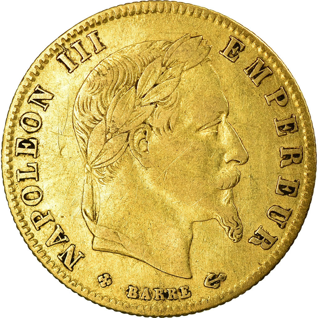 Moeda, França, Napoleon III, 5 Francs, 1867, Strasbourg, VF(30-35), Dourado