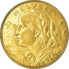 Coin, Switzerland, 10 Francs, 1916, Bern, AU(50-53), Gold, KM:36