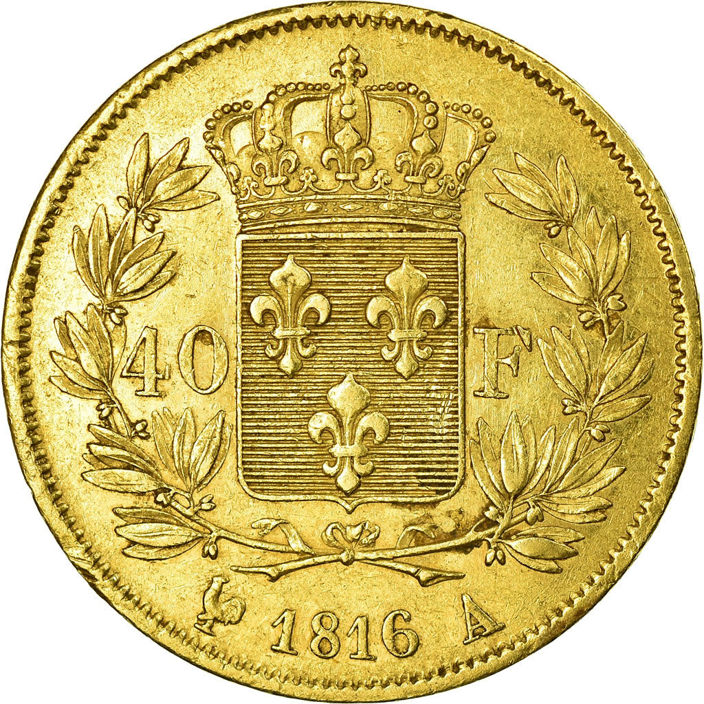 Monnaie, France, Louis XVIII, 40 Francs, 1816, Paris, TTB, Or, Gadoury:1092