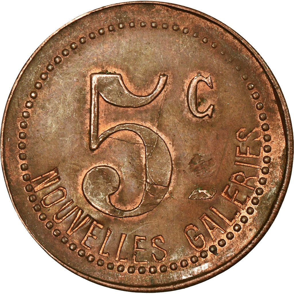 Coin, France, Nouvelles Galeries, Bordeaux, 5 Centimes, AU(55-58), Copper