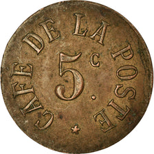 Coin, France, Café de la Poste, Perpignan, 5 Centimes, EF(40-45), Copper