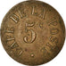 Coin, France, Café de la Poste, Perpignan, 5 Centimes, EF(40-45), Copper
