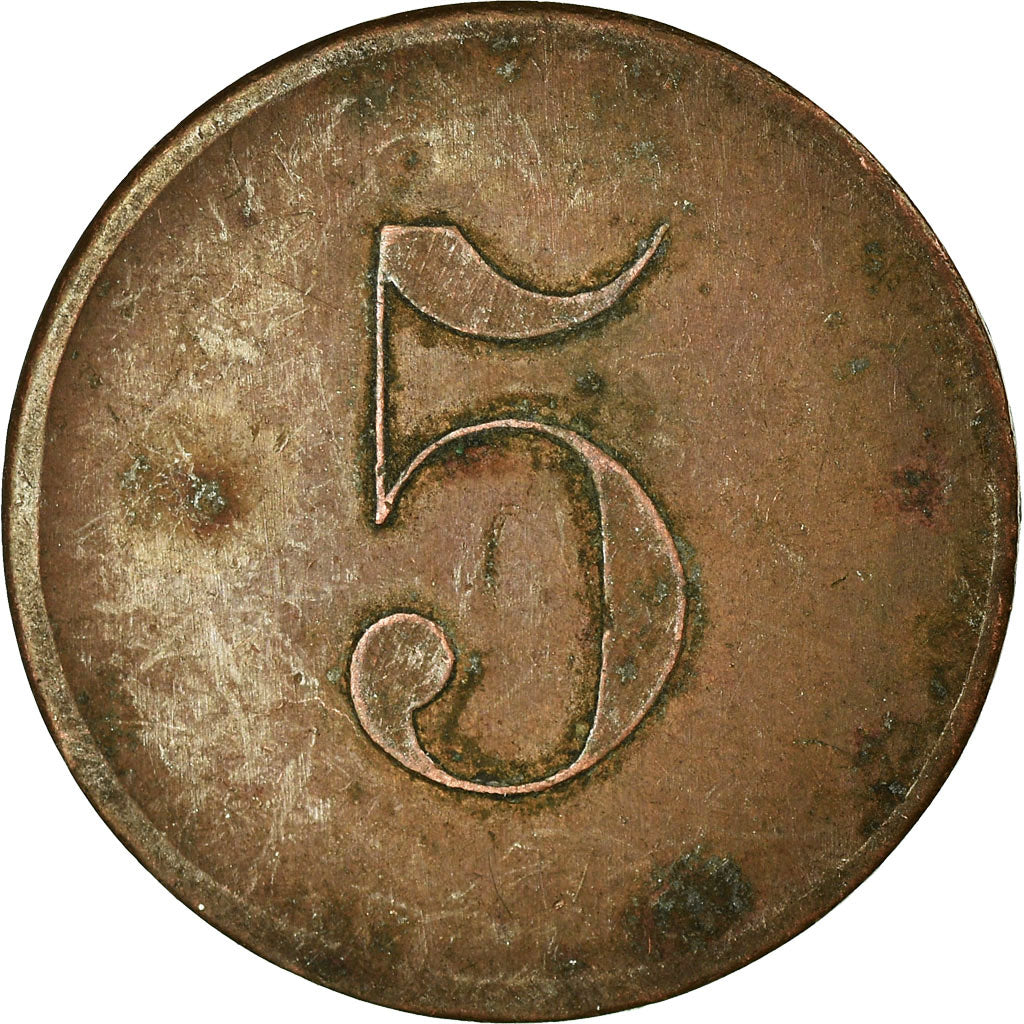 Coin, France, Café de la Poste, Perpignan, 5 Centimes, EF(40-45), Copper