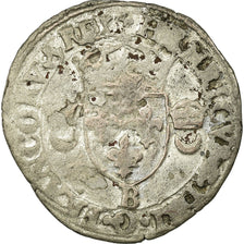 Coin, France, Henri II, Douzain aux croissants, 1549, Rouen, VF(20-25), Billon