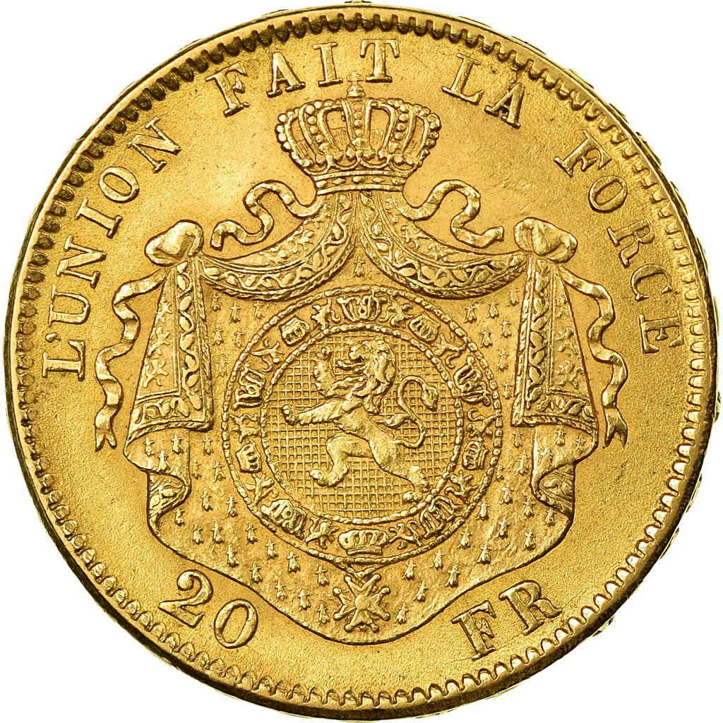 Moneta, Belgio, Leopold II, 20 Francs, 20 Frank, 1871, BB+, Oro, KM:37