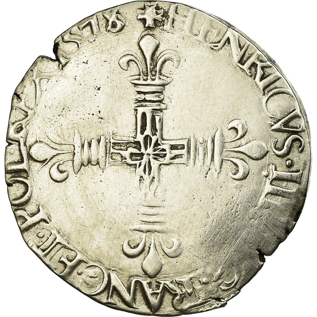 Coin, France, Henri III, 1/4 Ecu, 1578, La Rochelle, VF(30-35), Silver