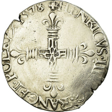 Coin, France, Henri III, 1/4 Ecu, 1578, La Rochelle, VF(30-35), Silver