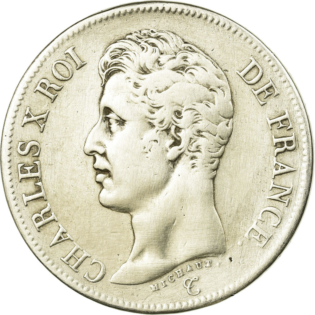 Moeda, França, Charles X, 5 Francs, 1826, Paris, VF(30-35), Prata, KM:720.1