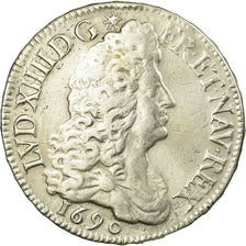 Moeda, França, Louis XIV, Ecu aux 8 L, 1690, Paris, VF(30-35), Prata