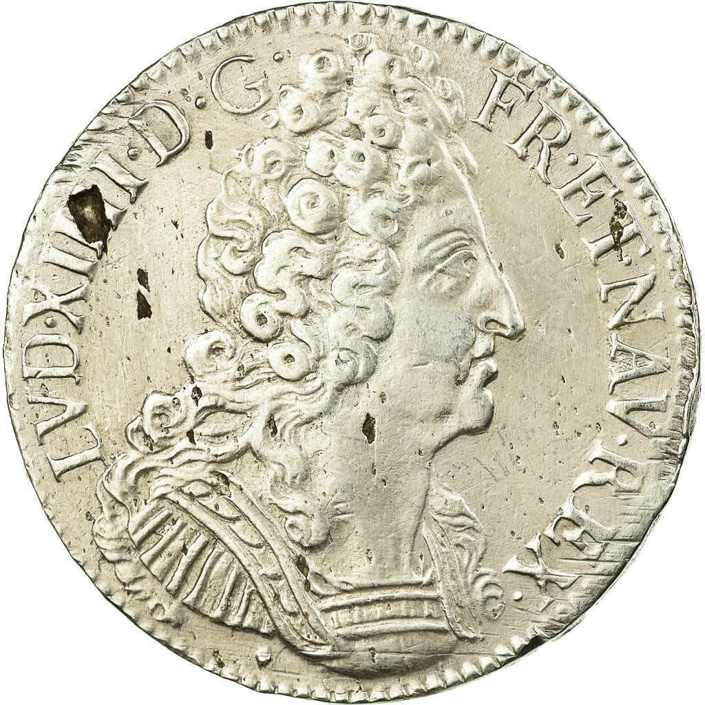 Moneda, Francia, Louis XIV, Ecu aux 3 couronnes, 1710, Aix en Provence, MBC
