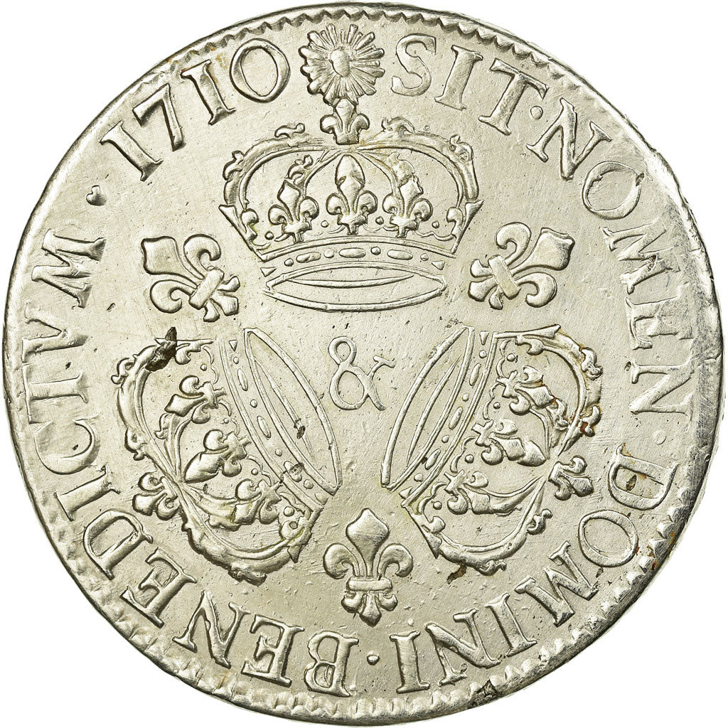 Moneda, Francia, Louis XIV, Ecu aux 3 couronnes, 1710, Aix en Provence, MBC