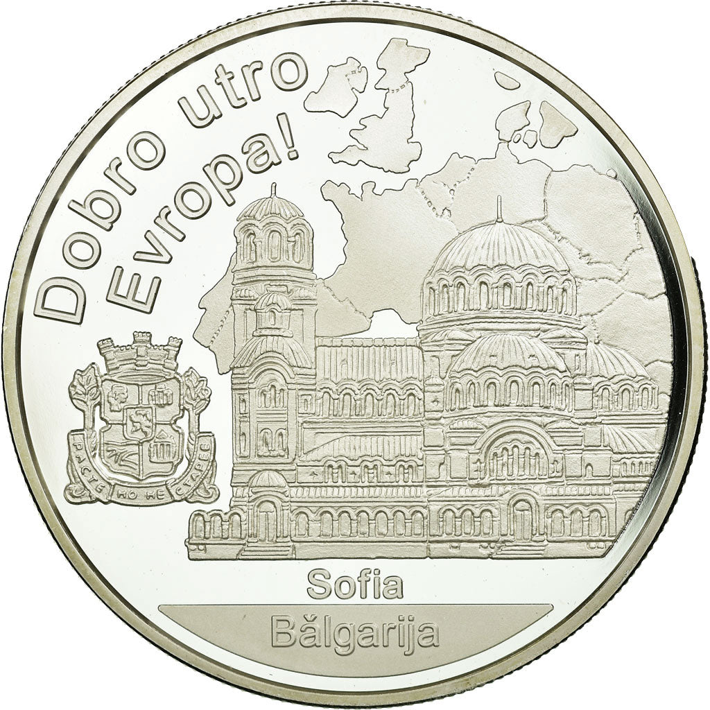 Monnaie, Bulgarie, Dobro Utro Evropa!, 1 Once, Sofia, FDC, Argent