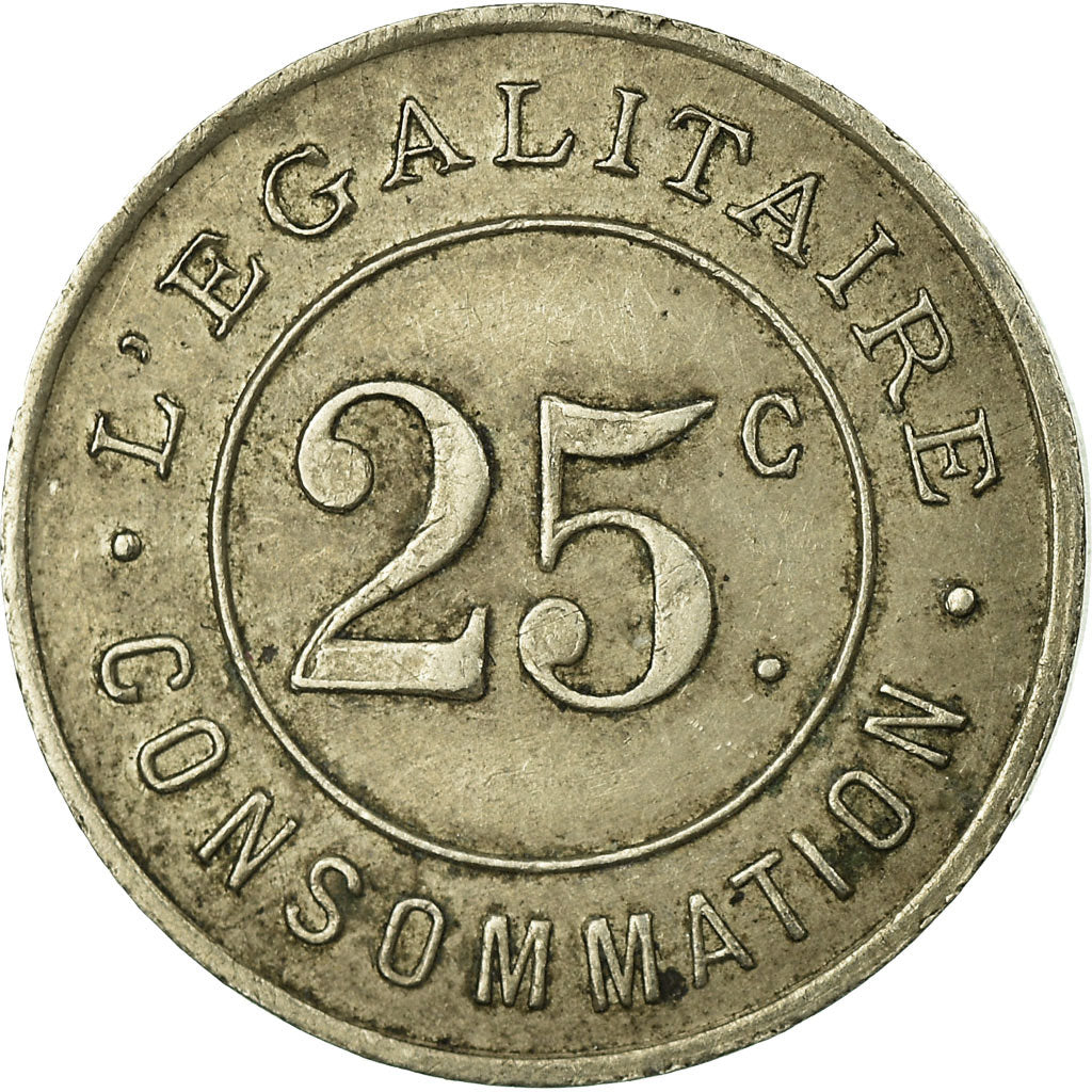 Monnaie, France, L'Egalitaire, Consommation, Paris, 25 Centimes, TTB