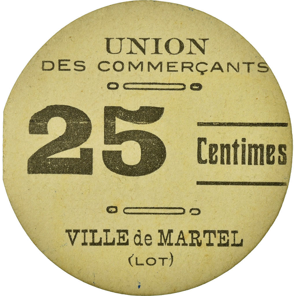 Moneta, Francja, Union des Commerçants, Martel, 25 Centimes, 1916, AU(55-58)