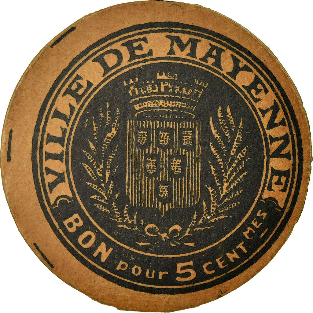 Moneda, Francia, Ville de Mayenne, Mayenne, 5 Centimes, 1917-20, EBC, Cardboard