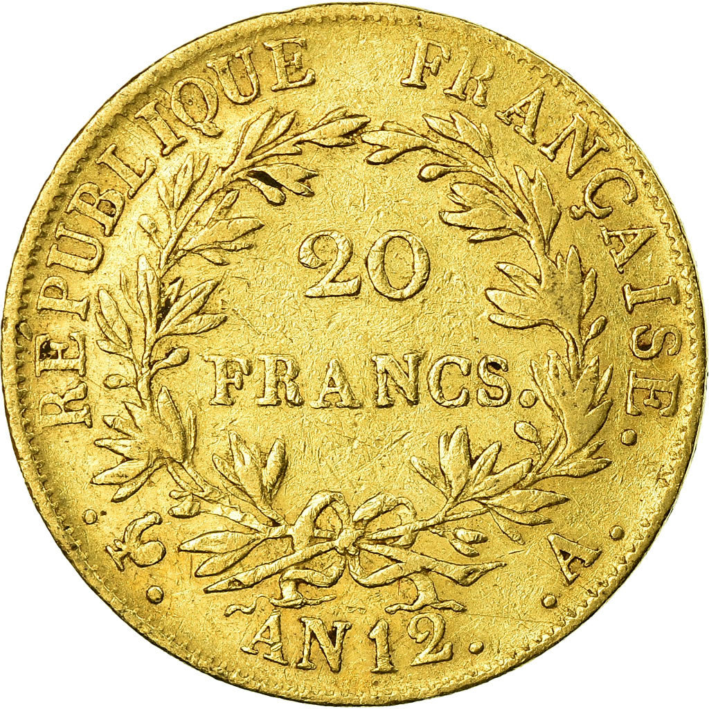 Moneda, Francia, Napoléon I, 20 Francs, An 12, Paris, BC+, Oro, KM:661