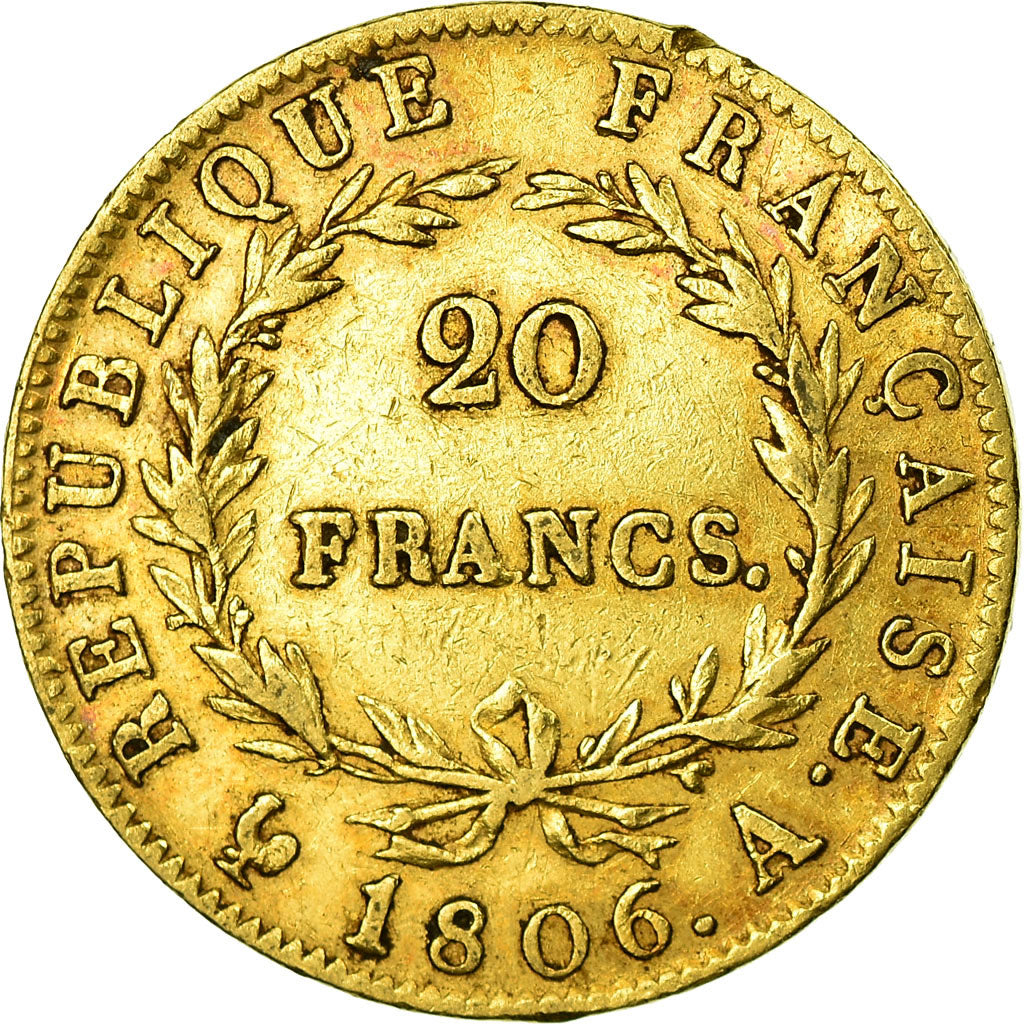 Moneda, Francia, Napoléon I, 20 Francs, 1806, Paris, MBC, Oro, KM:674.1