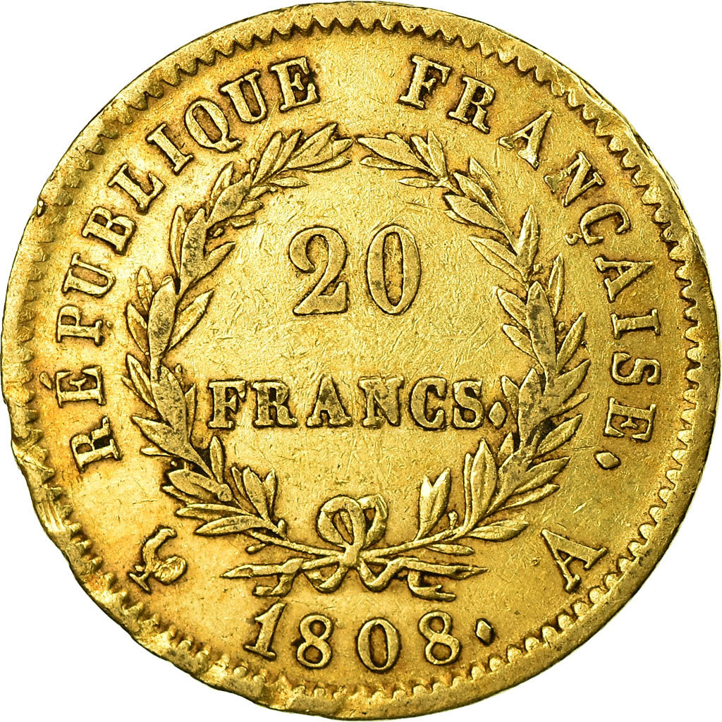 Munten, Frankrijk, Napoléon I, 20 Francs, 1808, Paris, ZF, Goud, KM:687.1