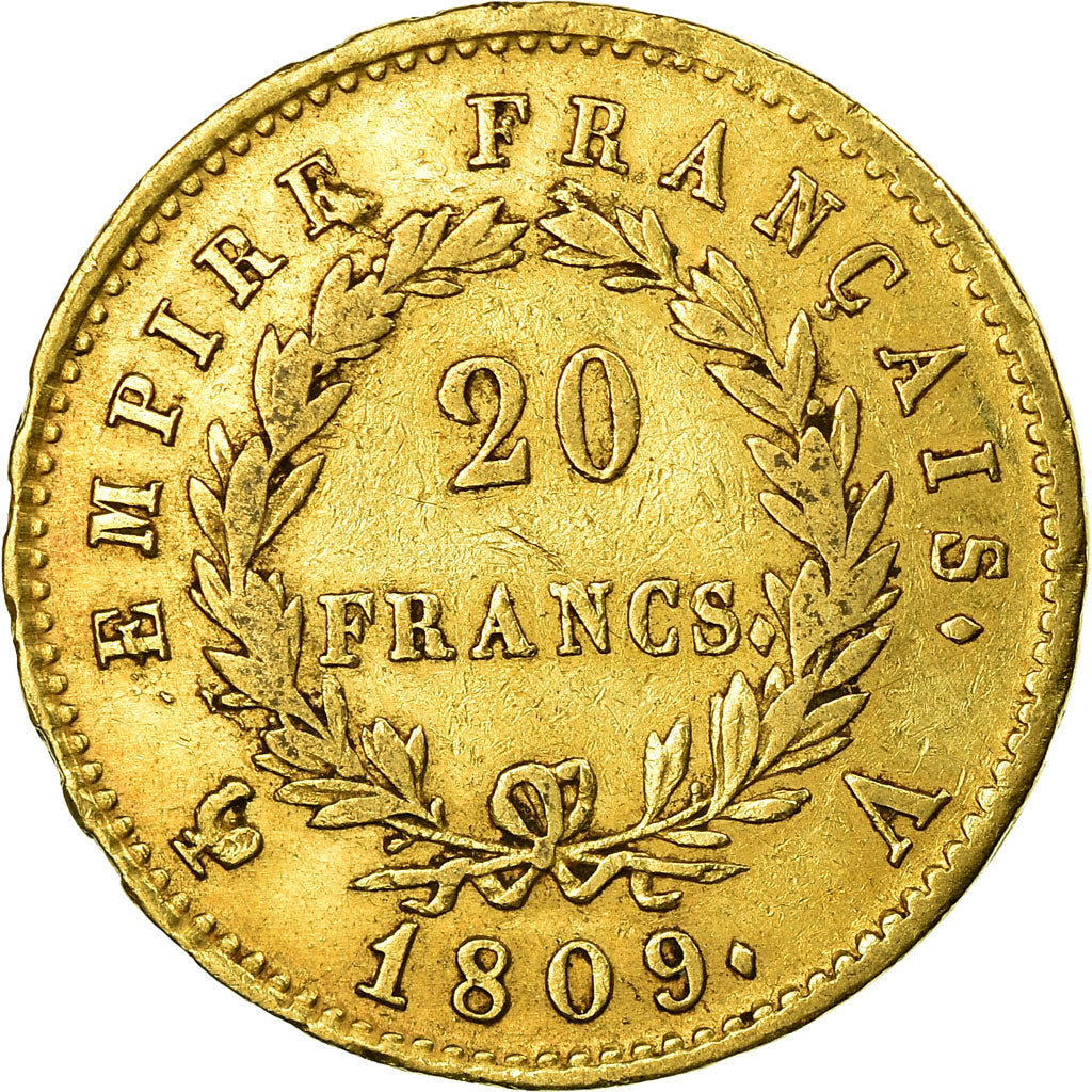 Moneda, Francia, Napoléon I, 20 Francs, 1809, Paris, MBC, Oro, KM:695.1