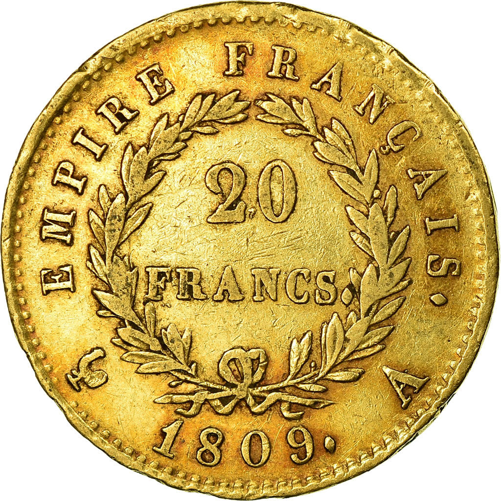 Moneta, Francia, Napoléon I, 20 Francs, 1809, Paris, BB, Oro, KM:695.1