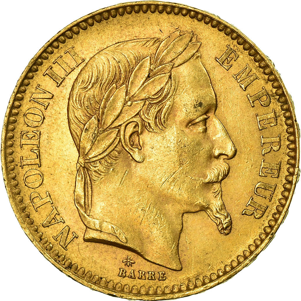 Moneta, Francja, Napoleon III, 20 Francs, 1863, Paris, AU(50-53), Złoto