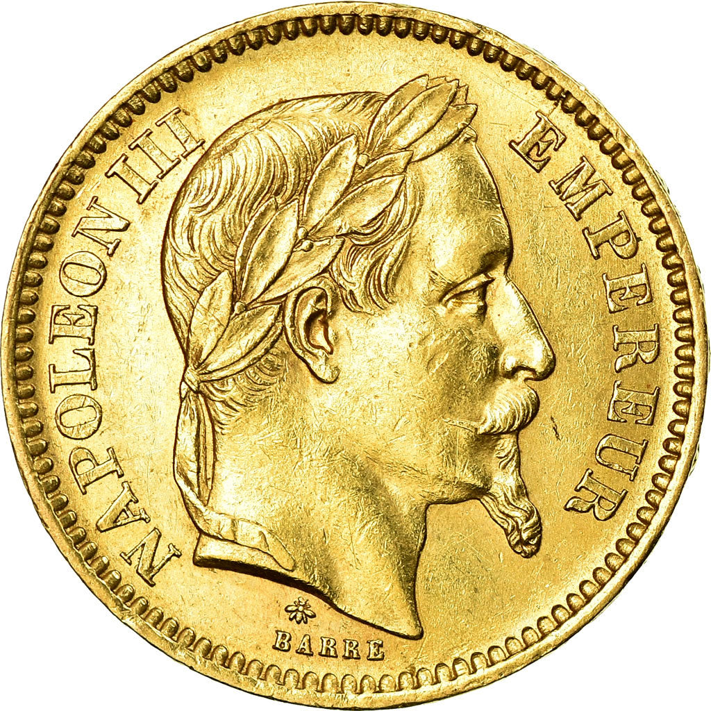 Munten, Frankrijk, Napoleon III, 20 Francs, 1865, Paris, ZF+, Goud, KM:801.1