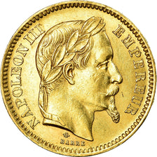 Munten, Frankrijk, Napoleon III, 20 Francs, 1865, Paris, ZF+, Goud, KM:801.1