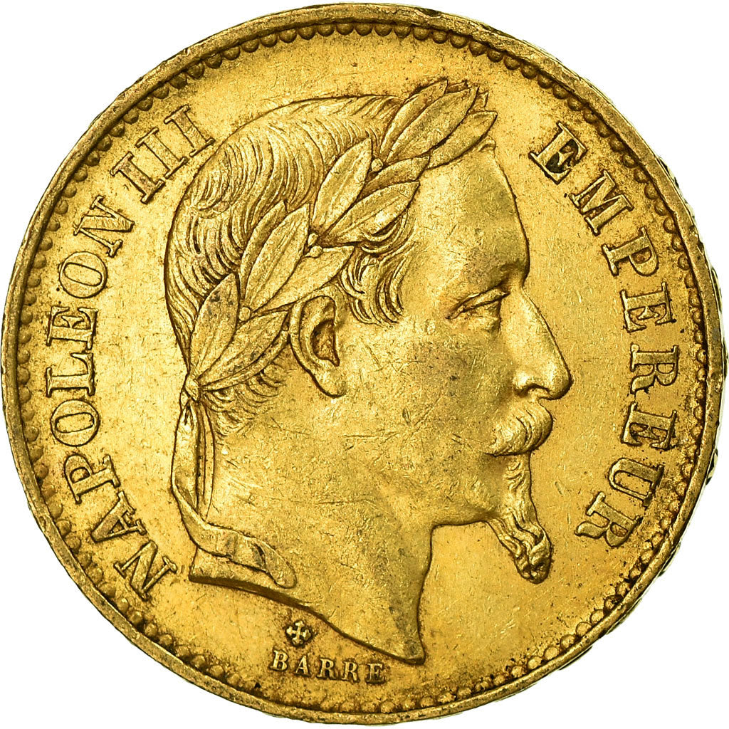 Moneda, Francia, Napoleon III, 20 Francs, 1870, Strasbourg, MBC+, Oro, KM:801.2