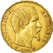 Moneta, Francia, Napoleon III, 20 Francs, 1860, Strasbourg, BB, Oro, KM:781.2