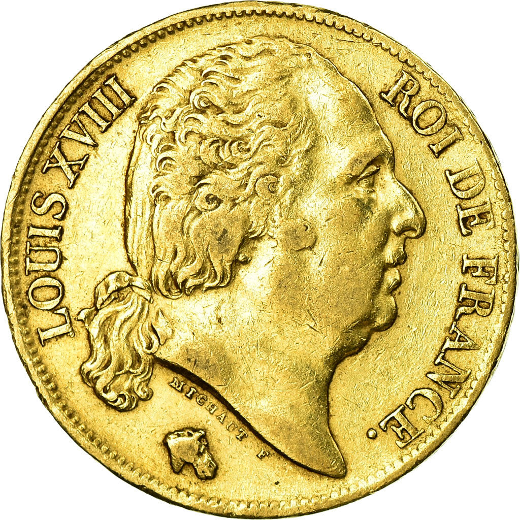 Munten, Frankrijk, Louis XVIII, 20 Francs, 1819, Lille, ZF, Goud, KM:712.9