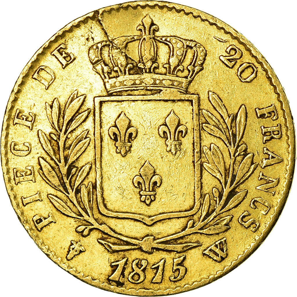 Coin, France, Louis XVIII, 20 Francs, 1815, Lille, EF(40-45), Gold, KM:706.6
