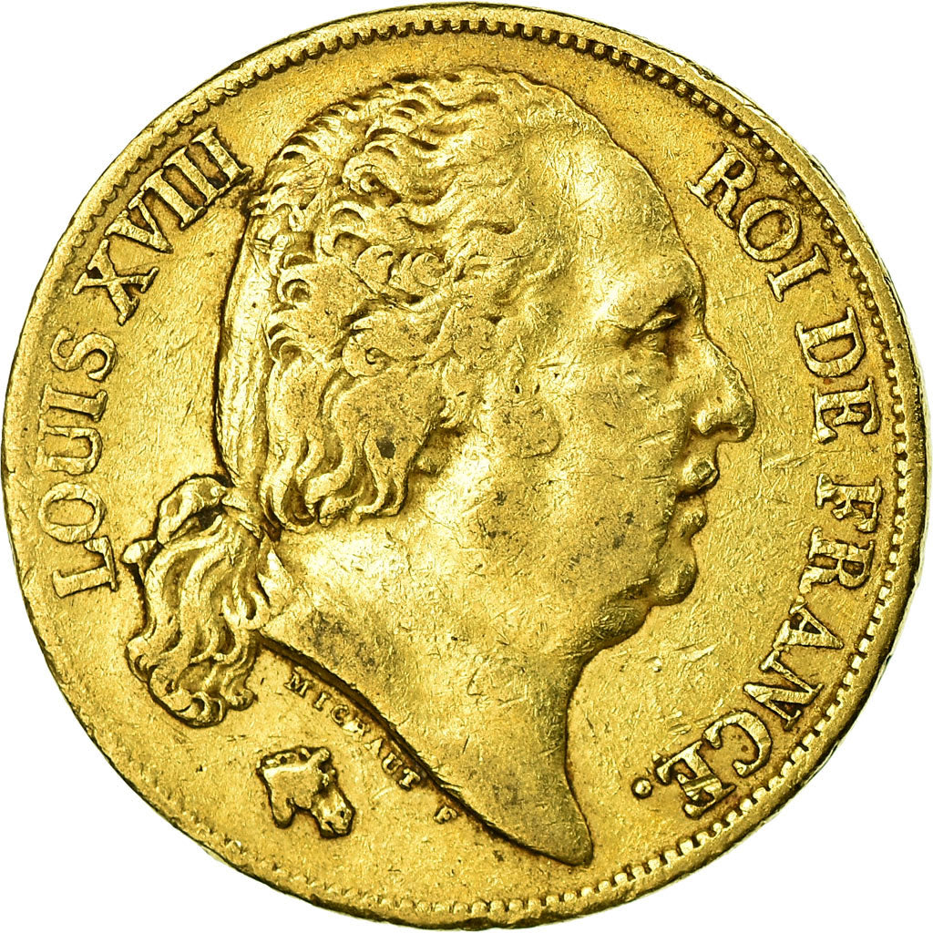 Coin, France, Louis XVIII, 20 Francs, 1817, Bayonne, VF(30-35), Gold, KM:712.5