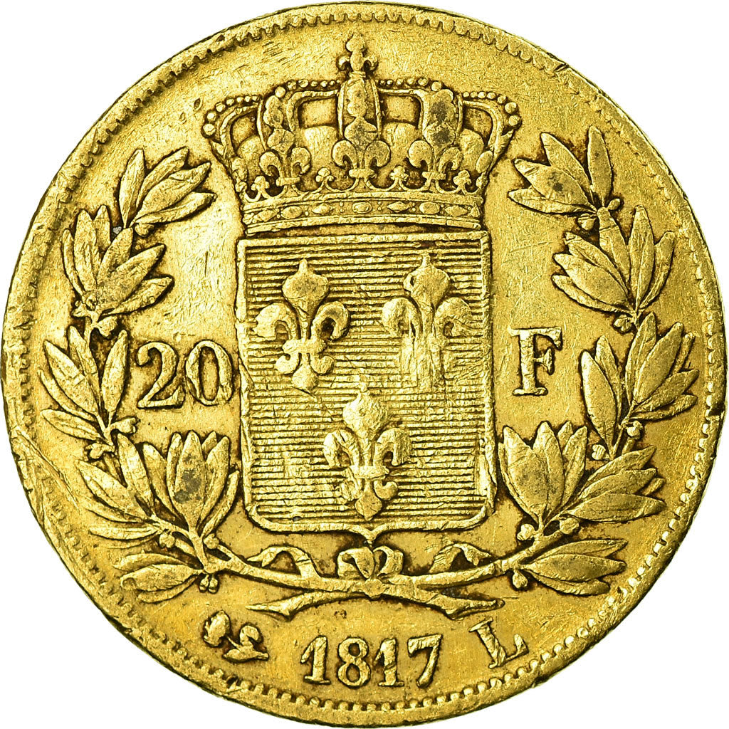 Coin, France, Louis XVIII, 20 Francs, 1817, Bayonne, VF(30-35), Gold, KM:712.5