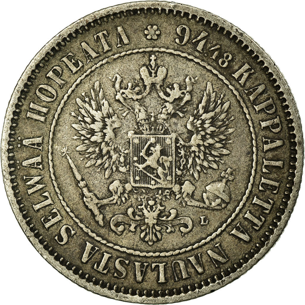 Coin, Finland, Nicholas II, Markka, 1890, EF(40-45), Silver, KM:3.2