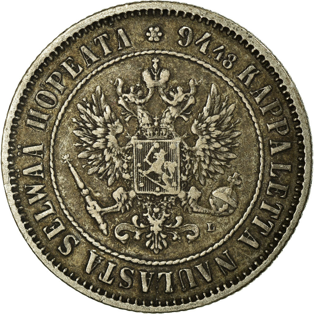 Coin, Finland, Nicholas II, Markka, 1890, EF(40-45), Silver, KM:3.2