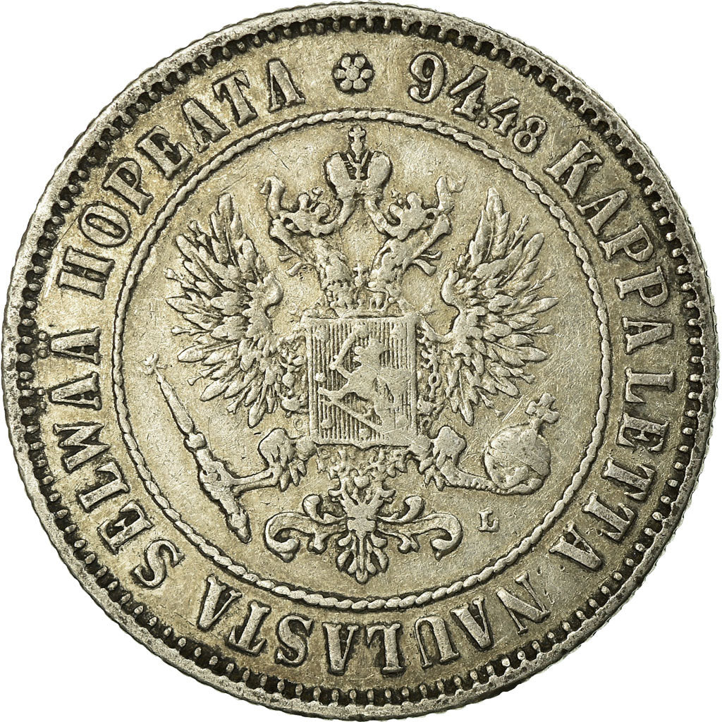 Coin, Finland, Nicholas II, Markka, 1892, EF(40-45), Silver, KM:3.2