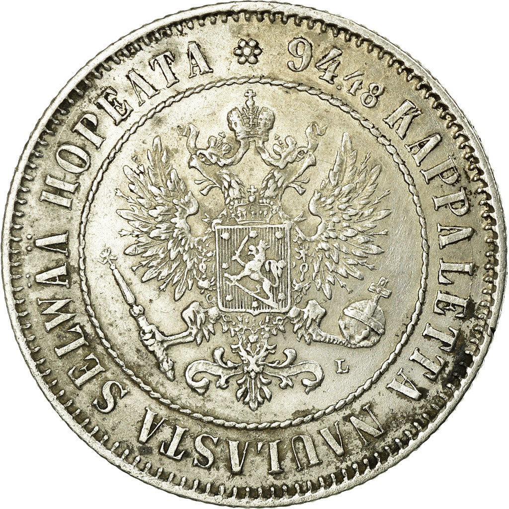 Coin, Finland, Nicholas II, Markka, 1907, EF(40-45), Silver, KM:3.2