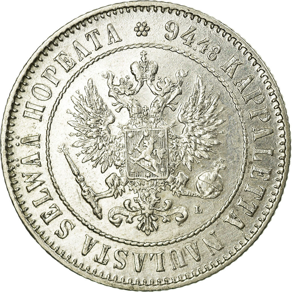 Coin, Finland, Nicholas II, Markka, 1907, AU(50-53), Silver, KM:3.2