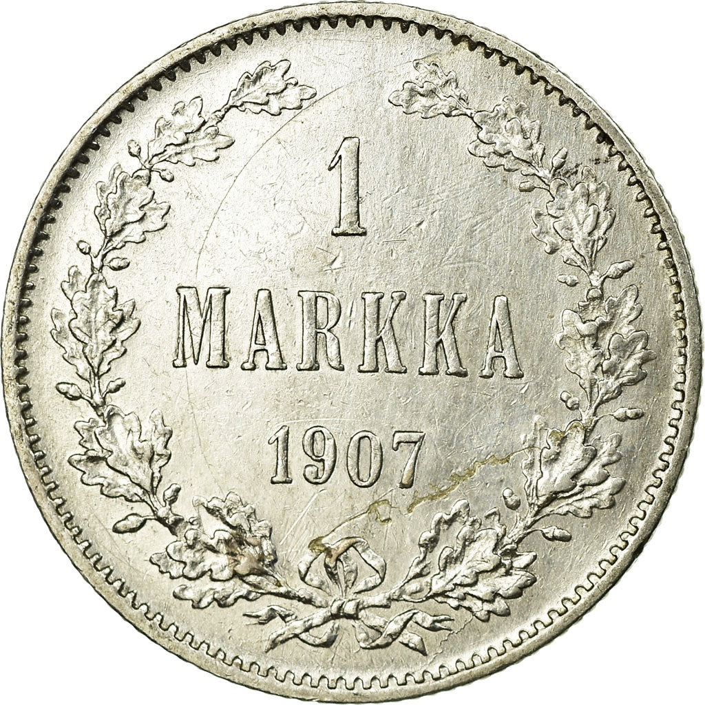 Coin, Finland, Nicholas II, Markka, 1907, AU(50-53), Silver, KM:3.2
