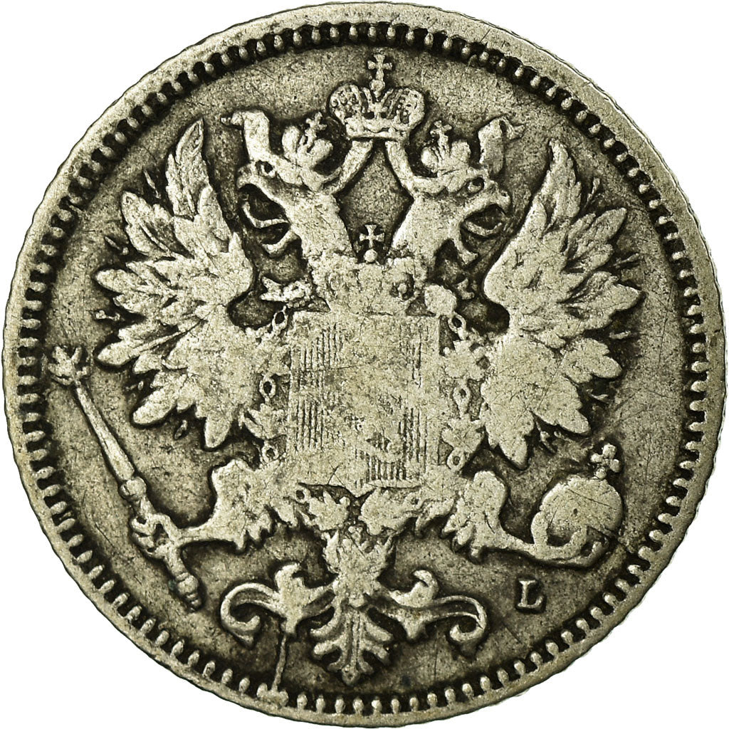 Coin, Finland, Nicholas II, 25 Penniä, 1890, VF(20-25), Silver, KM:6.2