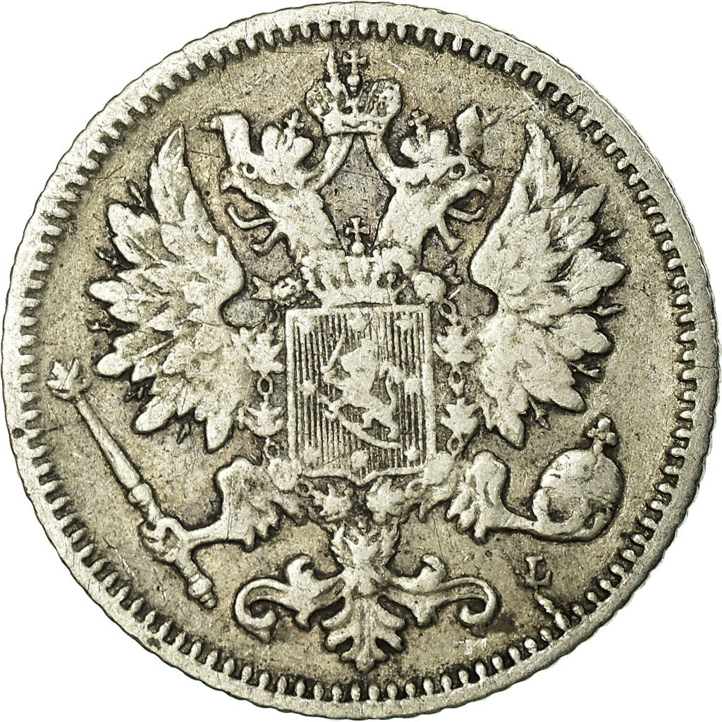 Coin, Finland, Nicholas II, 25 Penniä, 1890, VF(30-35), Silver, KM:6.2