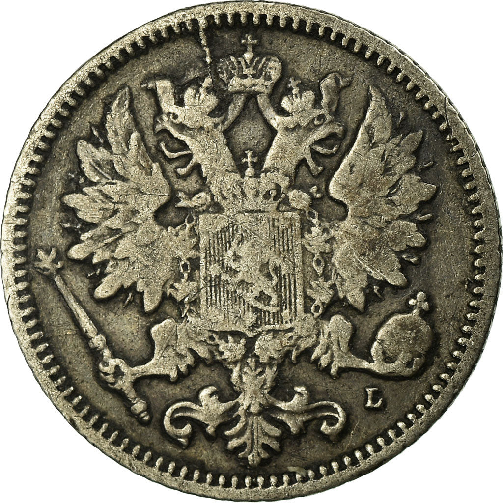 Coin, Finland, Nicholas II, 25 Penniä, 1890, VF(30-35), Silver, KM:6.2